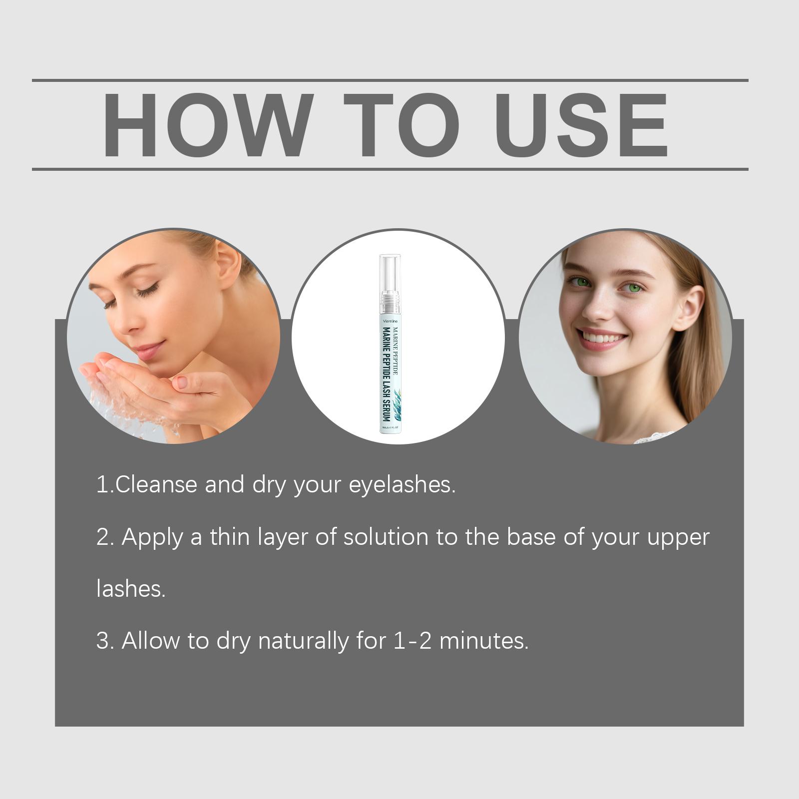 Marine Peptide Lash Serum， Lightweight texture, non-sticky，Suitable for both morning and evening skincare，Nourishes lash roots, maintaining their condition.Stable formula, reliable for daily use.Multi-effect nourishment, one-stop lash care.
