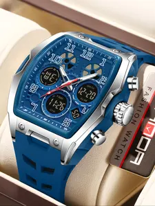 SANDA Men's Sports Bucket-Shaped Alarm Clock Multi-Function Calendar Waterproof Electronic Watch