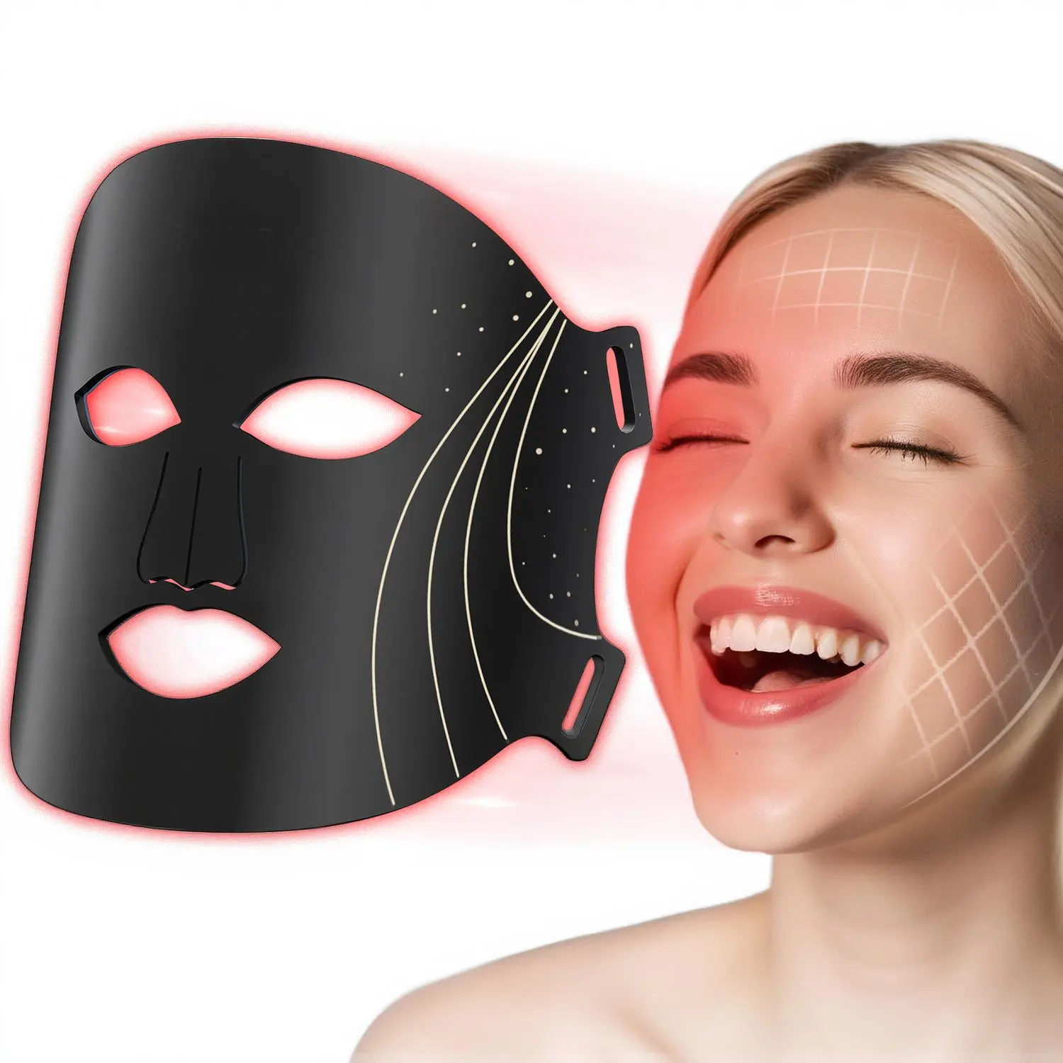 LED Face Mask - 7-Color Red Light Therapy Silicone Device, 3-Stage Intensity with Memory, Daily Home Use for All Skin Types, Skin Repair & Facelift Effect Facial Tightening Massager (Black)