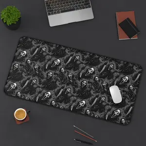 [SALE UP TO 45%] Ghostface Pattern Desk Mat_ Black Slasher Movie Mousepad, Large Neoprene Gaming Pad, Horror Fan Gift, Dark Aesthetic Desk Decor