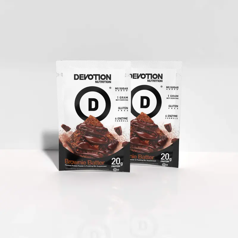 Devotion Nutrition Brownie Batter Flavor Protein Powder Sample Pack - Gluten Free, Keto Friendly, No Added Sugars | 1g MCT | 20g Whey & Micellar Protein