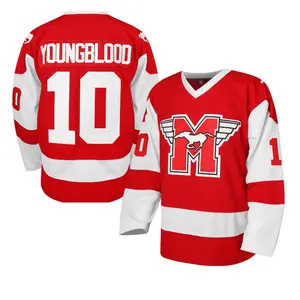 Youngblood Movie Hockey Jersey #10 Hamilton Mustangs Letter Pattern Embroidery for Ice Hockey Fans Autumn Season Loose Fit Breathable Polyester