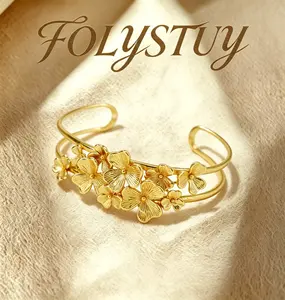 [Adjustable Flower Bangle][FOLYSTUY (YNT04)]Flower Bangle Fashion Simple Design for Women & Men, Unisex, Fashion Trends