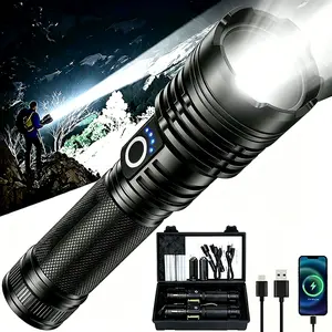 【SummerVibes】2PACKS High Lumen Rechargeable LED Flashlights Ultra-Bright Flashlights 5 Modes With COB Light Tactical Accessories,Zoom-able Torch Handheld Flashlight，For Outdoor Emergency Signaling Backyard BBQ Adjust Brightness Labor Day spotlight