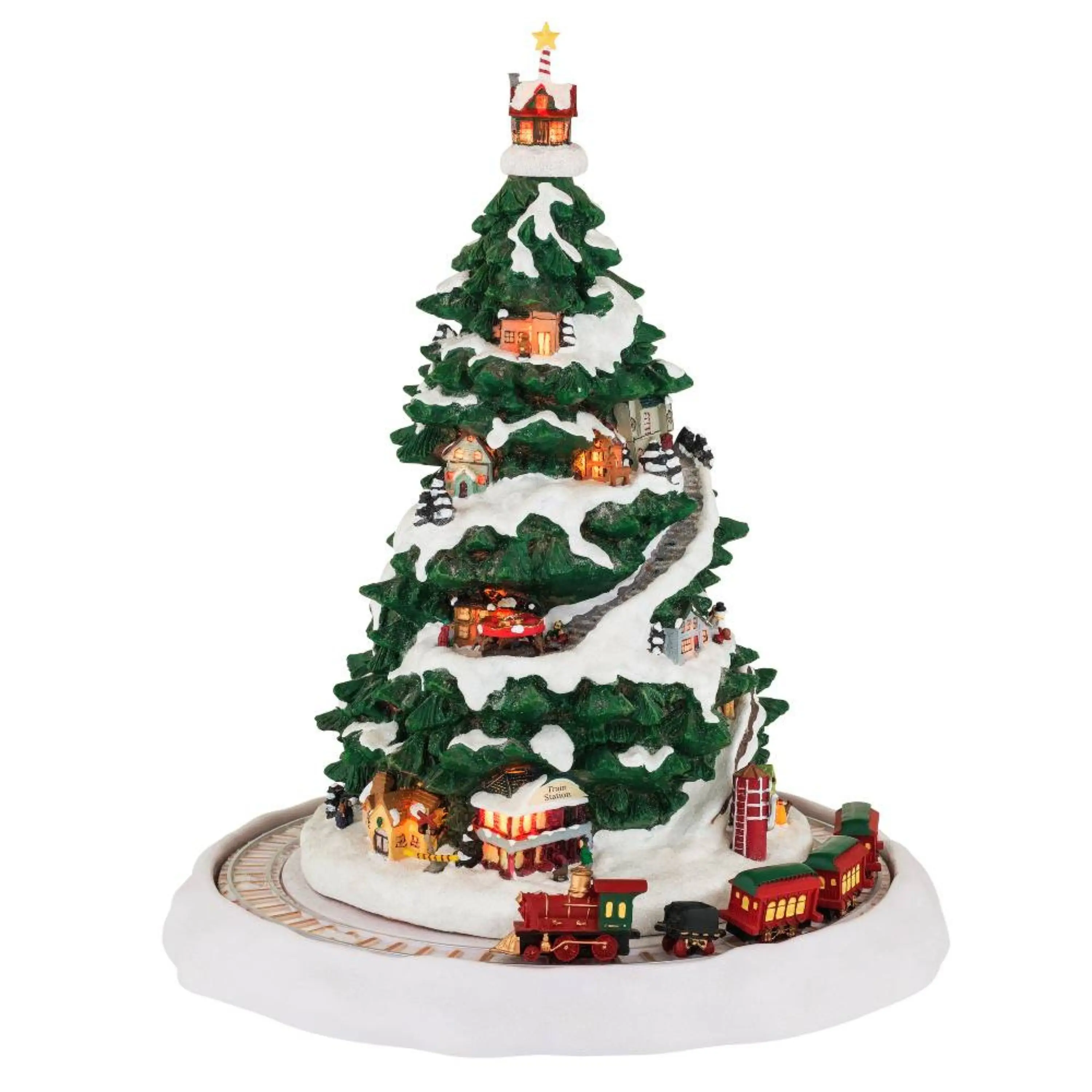 12.5 in Animated Train Christmas Eve Express, 12.5" Tall Winter Wonderland Decor, Built-in Volume Control, 15 Year-Round Classics Festive Decoration for Home