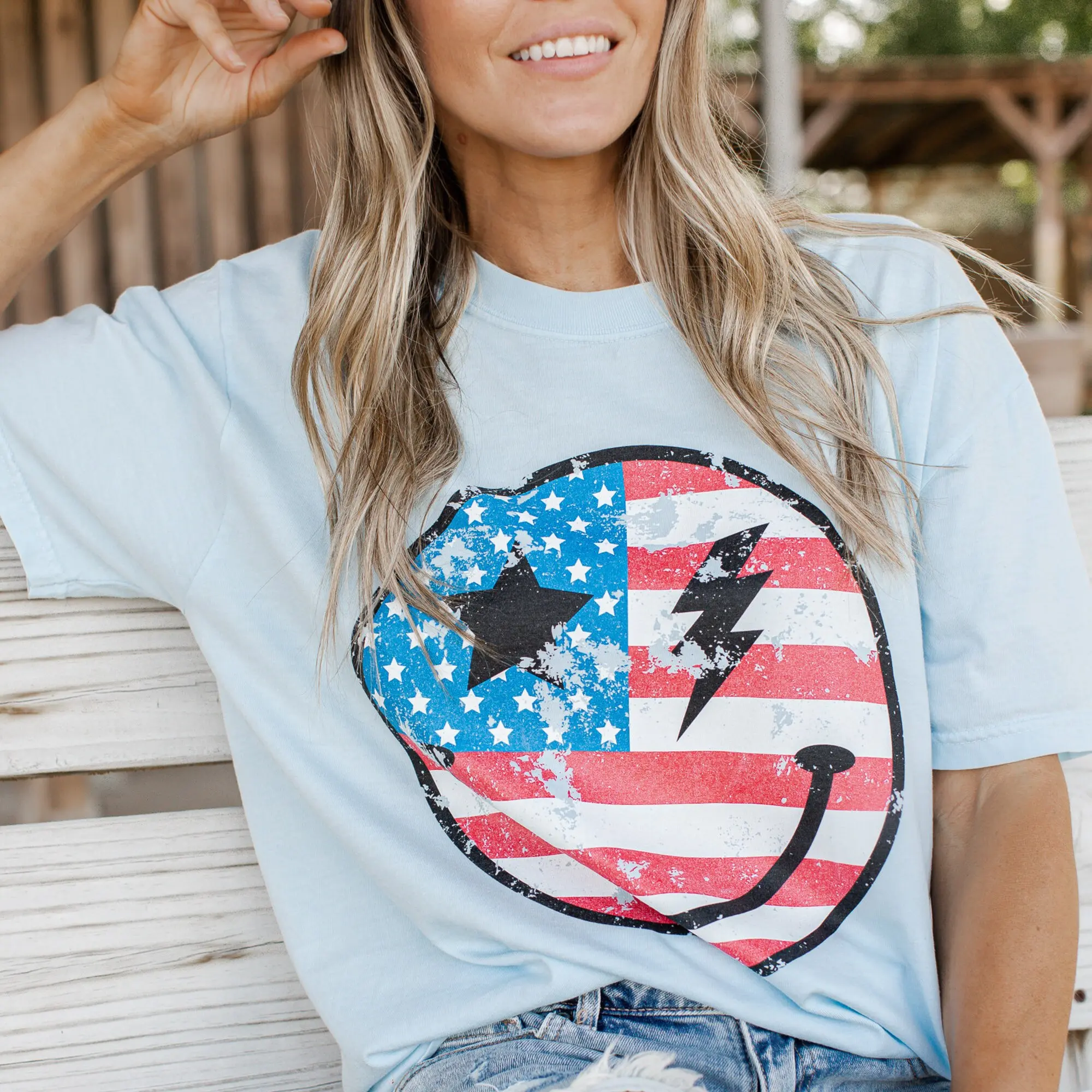 Usa Happy Face Checkered Shirt, Red White And Blue Shirt, July 4 