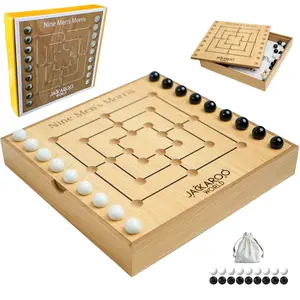 Nine Men's Morris Board Game - 2 Player Game - Marble Board Game Wooden Game for Adults - Ancient Rome Board Game Mill - Board Games for Men and Woman