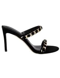 PRE-ORDER-L'AGENCE Sarika Chain Heel Sandal in Black Suede