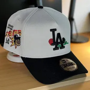 New Era 59FIFTY/9FORTY MLB LA Dodgers Snapback Hat | High Crown Flat Brim Baseball Cap For Men & Women, White Black Colorway, Shohei Ohtani Patch Detail, Embroidered Logo, Adjustable Fit, Premium Urban Streetwear Collector Edition 2026