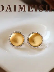 New Fashion Exquisite Micro Inlaid Zircon Brushed Geometric Round Stud Earrings Light Luxury High End 925 Silver Earrings for Women