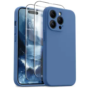 OTOFLY for iPhone 14, 14 Pro, 14 Pro Max PhoneCase Silicone Cover, with 2X Screen Protector, Silicone Shockproof Protection i Phone 14 Series blackphone Cellphone Case Accessories, Smartphone Devices Protective Casing