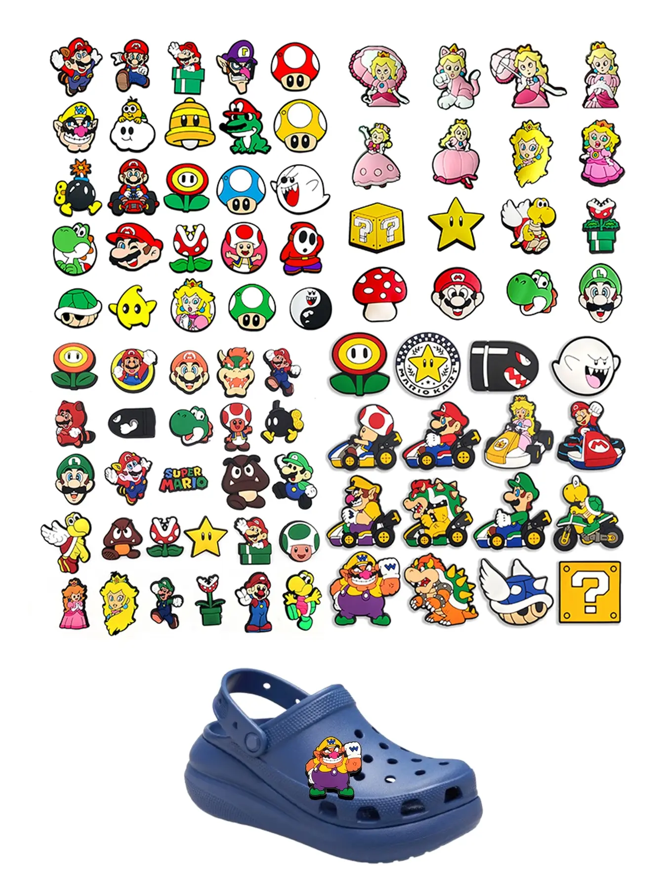 Mushroom Brothers PVC Cartoon DIY Shoe Charms, Classic Wooden Sandals for Kids, Christmas Party Birthday Gifts, Casual Style