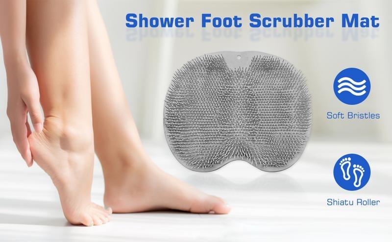2 PCS Shower Foot Scrubber Mat with Non-Slip Suction Cups,Foot Scrubber in Shower Men & Women,Improve Circulation Beauty Exfoliate Smooth Achy