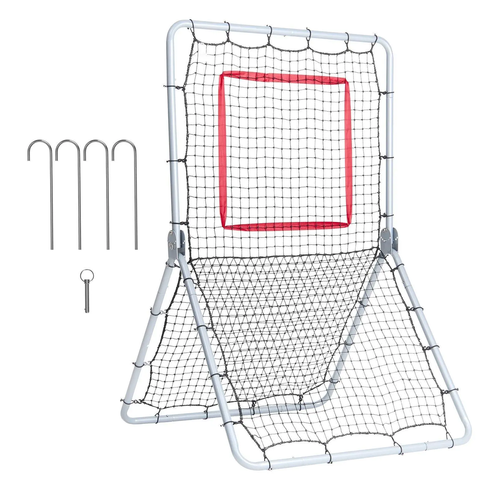 VEVOR Baseball Rebounder Net - 3.5x6ft Fixed Size Flat Net, Rectangular Steel Frame Pitch Back with 5 Adjustable Angles, 19.3 lbs/8.77 kg Training Equipment with Simple Installation, Compact Storage, Portable Father’s Day Gift