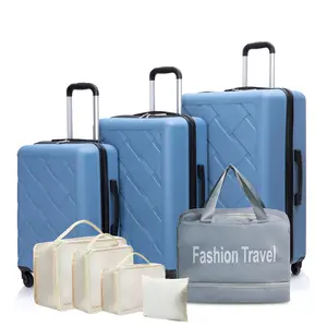 Fashion Travel 8-piece Carry-on Suitcase Set with Spinner Wheels Combination Lock ABS Travel Luggage 20/24/28 Portable Handbag 4-piece Storage Bag Set