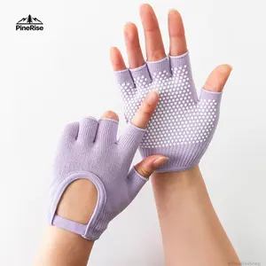 1 Pair Women's Fingerless Open Back Aerial Yoga Gloves, Non-Slip 5 Finger Yoga Auxiliary Gloves, Breathable Anti-Abrasion Workout Gloves for Pilates, Indoor & Outdoor Yoga Fitness