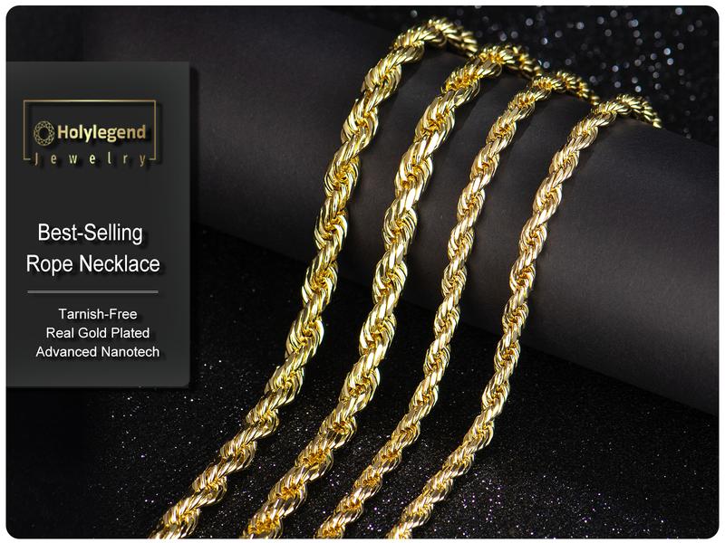 Holylegend 14K Real Gold-Plated Rope Chain Necklace for Women and Men,Upgraded Shine, Faceted Cut, Tarnish-Free, Goldstone necklace 6mm/8mm, 22"/24" Jewelry Holylegend 14K Real Gold-Plated Rope Chain Necklace for Women and Men,Upgraded Shine, Faceted Cut, Tarnish-Free, Goldstone necklace 6mm/8mm, 22"/24" Jewelry
