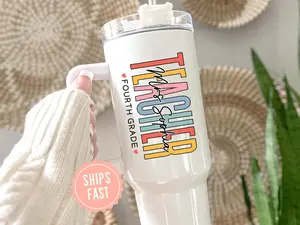 Teacher 40oz Tumbler Personalized Tumbler With Handle Custom Teacher Appreciation Gift Teacher Thank You Teacher Travel Mug Teacher Cup 40oz
