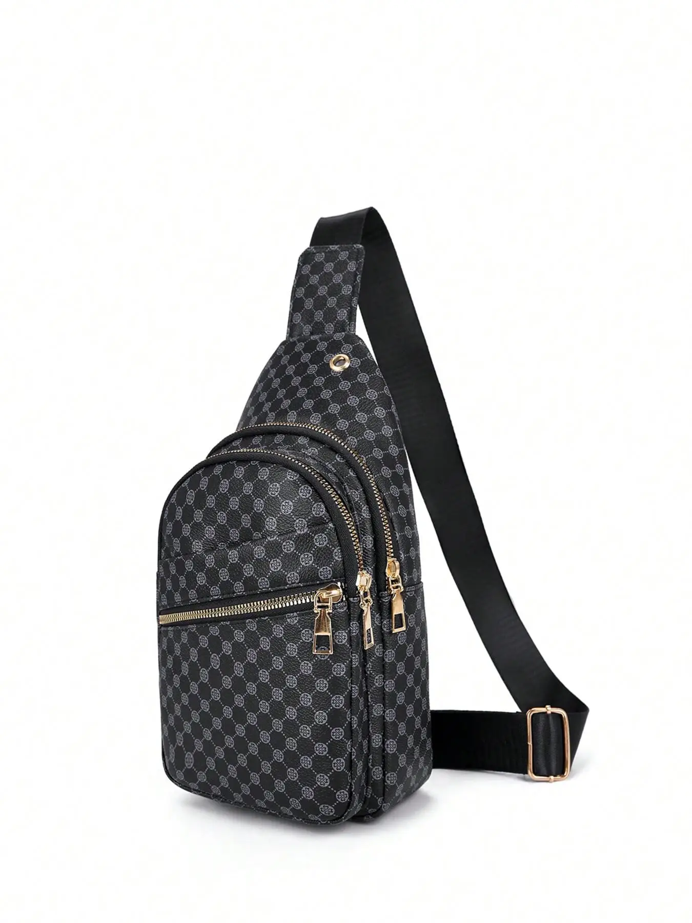 Men's Casual Geometric Pattern Bum Bag, Simple Matching PU Fanny Pack, Portable Travel Bag, Student Men's Chest Bag and Waist Bag