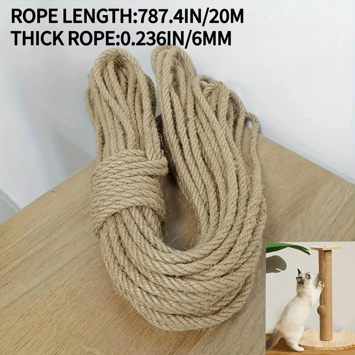 Cat Scratcher Rope DIY Natural Sisal Rope Toy Cats Paw Claw Furniture Protector Cat Tree Tower Climbing Frame Binding Rope