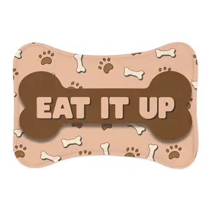 Eat It Up Bone Design pet feeding mat | paw prints, bones