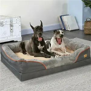 Large Orthopedic Dog Bed Memory Foam Pet Sofa Couch Waterproof Elevated Cushion Warm Puppy Bolster Couch Removable Cover	