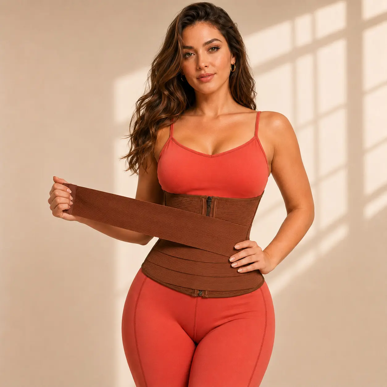 ChicCurve Women's Front Zipper Waist Trainer Belt with Adjustable Wrap Strap, High Compression Tummy Control Corset Cincher, Slimming Body Shaper Workout Belt