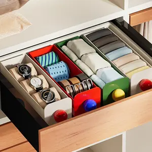 Stackable Underwear Socks Storage Box, Multi-Color Classification Drawer, No Nail Wall Mount, Self-Stick Adhesive, Easy to Use
