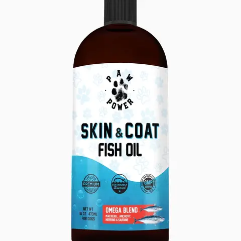 Paw Power Skin & Coat Health Supplement for Dogs - Fish Oil Food topper with Omega-3 Fatty Acids for Skin and Coat Health, Reduces Inflammation