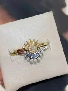 Sun and Moon Design Couple Rings, Party Fashion Promise Rings, Daily Decoration, Stylish Versatile Elegant Jewelry, Birthday Gift, Statement Multi Ring