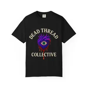 Dead Thread Collective Brand Graphic T-shirt, Black Unisex T-Shirt, Exposed Heart, Eyeball Design, Edgy Clothing
