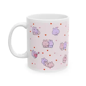 Asamimichan and Babumimi couples mug Cute couples valentines day mug kawaii Asamimi chan merch cute chibi rabbit kawaii couples gift cups