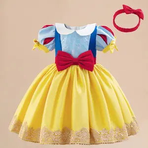6M-3Y Yellow 048 Cartoon Cosplay Costume Fancy Carnival Kids Clothes Embroidered Patchwork Bow Mesh Performance Princess Theme Party Holiday Baby Girls Ball Gown Toddle Cocktail Dress