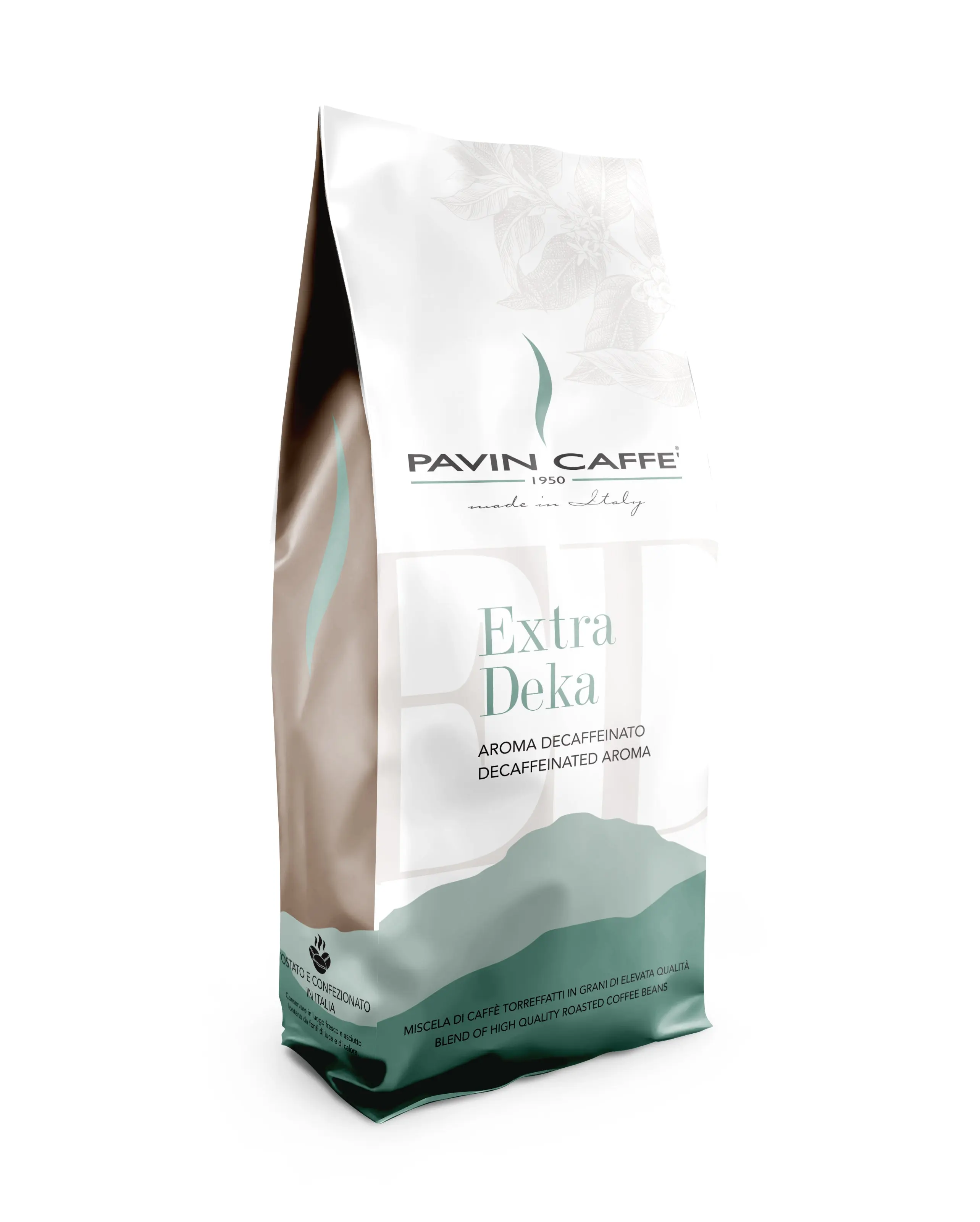 Italian Decaf Coffee Beans 1kg Whole Bean, Pavin Caffè Extra Deka Medium Dark Roast, Decaffeinated Espresso Beans for Espresso Machine, Moka Pot, French Press, Cocoa Notes, Roasted in Italy