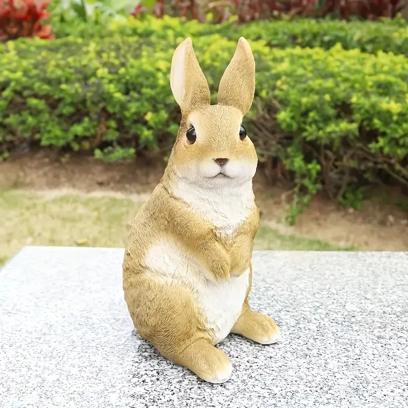 1pc Lifelike Resin Rabbit Figurine - Cute Garden and Patio Decor, Durable Outdoor Animal Sculpture, Ideal for Home Tabletop Display, Patio Decoration | Charming Rabbit Figurine | Resin Construction, Rabbit Accessories