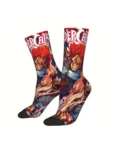 Polyester Tube Socks Featuring Anime Prints for Men