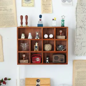 1pcs Irregular Ten-Grid Wooden Storage Rack, Wall Mount Design, Wall-Mounted Display Shelf, Home Decor Organizer, Practical Storage Solution for Family Use