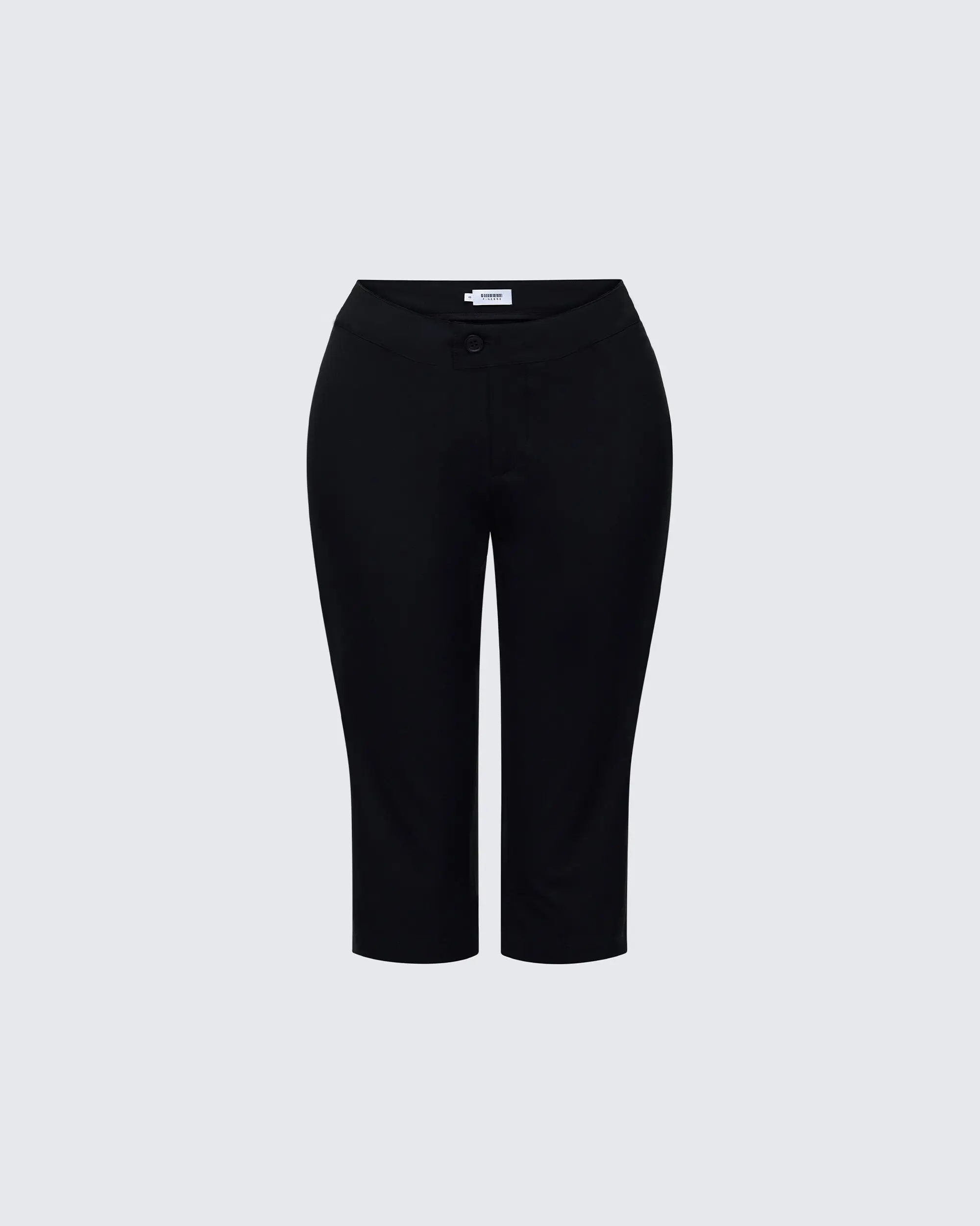 Lady's Fitted Ellie Black Woven Capri Pants, Women's Bottoms Made with Polyester-Viscose Fabric, Cropped