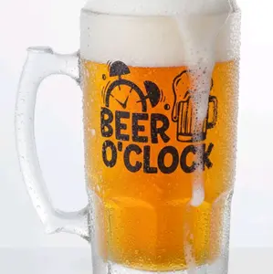 Beer O'Clock Big Ass Mug 33 Ounces Heavy-Duty Glass Thick Cup Reusable Washable Coffee Tumbler Drinkware