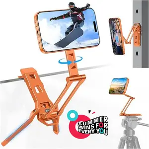 OMOTON TP06 Phone Holder for MagSafe Tripod Hook with Magnet Back & Arca-Swiss Base [Equipped Lanyard], 360°Rotating with 1/4" Screw, Magnetic Phone Tripod for iPhone 17/16 Pro Max Air Fits Vlog, Travel, Gym [Spring glow up]#DealsForYouDays