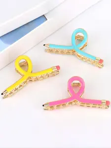Cute Pencil Design Hair Claws, Colorful Hair Claws, Fashion Hair Accessories for Women & Girls, Minimalist Headwear Suitable for Thick Hair, Hair Clip Set, Claw Clips