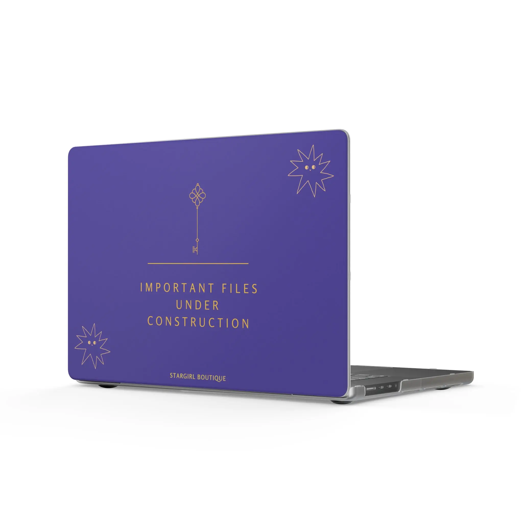 Important Files Under Construction MacBook Case | Purple Matte Laptop Cover