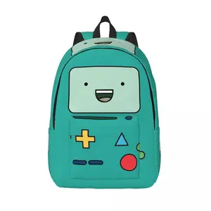 BMO Adventures Time Cartoon Casual Backpack Lightweight Student Work Daypack for Men Women Laptop Canvas Bags