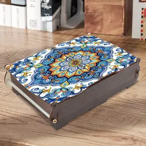 DIY Diamond Art Wooden Box Diamond Painting Wooden Storage Box DIY 5D Craft Jewelry Box for Jewelry & Crafts Organization