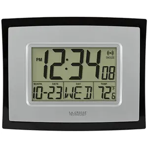 La Crosse Technology  Digital Wall Clock with Indoor Temp & Calendar