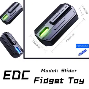 EDC Metal Fidget Slider Toy Luminous Finger Stress Relief Magnetic Mechanical Push Card Toy Anti Anxiety Desk Gadget Gift for Adults