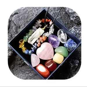 Chakra Gift Box Set for Adults - Includes Crystal Chakra Bracelet Quartz Necklace Set of Chakra Stones & Heart Quartz Crystal Stone for Energy Enhancement