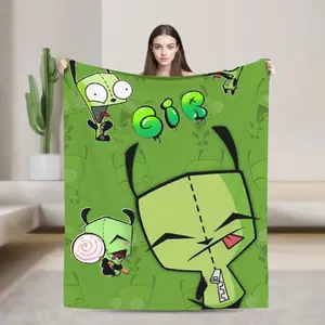 Invaders Zims Blanket Cartoon Plush Throw Blanket Summer Air Conditioning Personalised Soft Warm Bedsprea,,Cloud-like touch