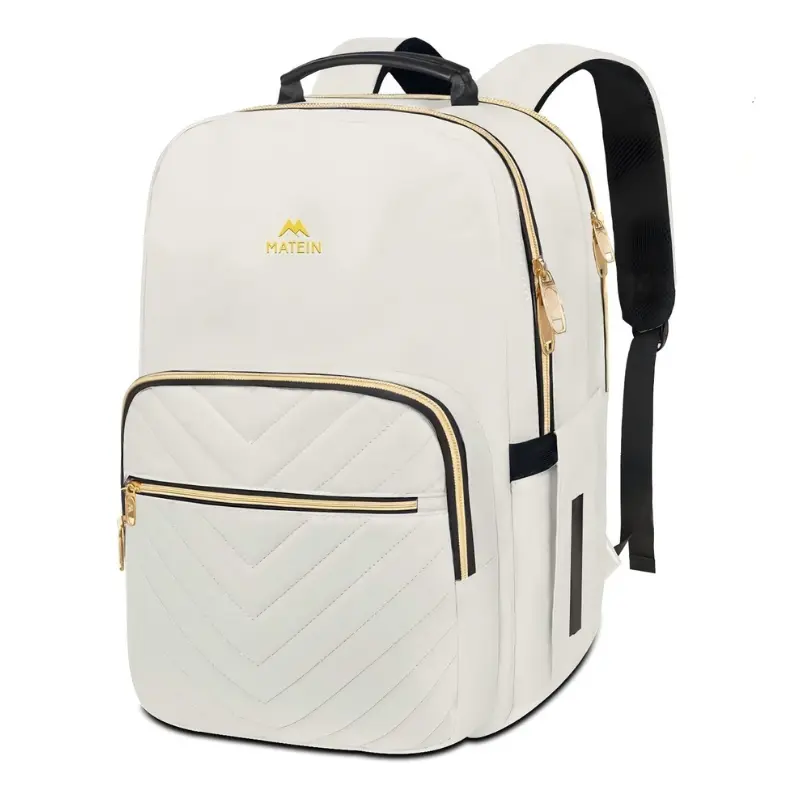【Back To School】MATEIN Travel Laptop Backpack, Anti Theft Quilted Slim Backpacks for Women with Detachable Keychain Hook, Teacher Doctor Nurse Carry on Bags Purse Fits 15.6 Inch Notebook, Computer Backpack, Durable Backpack