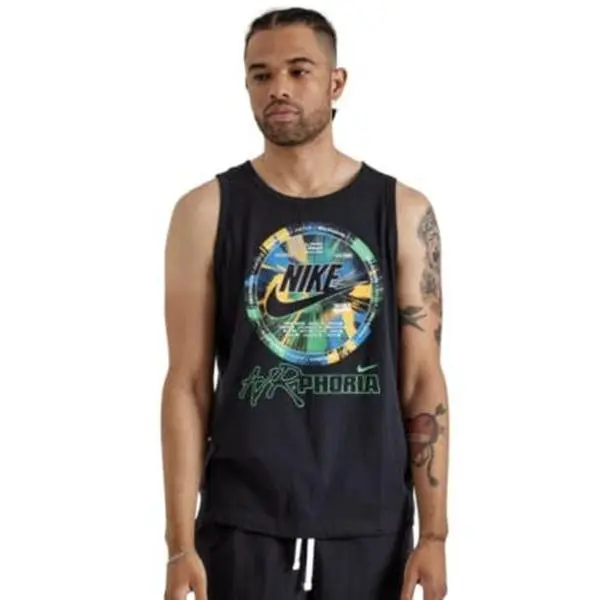 Nike Men's Sportswear Air-Phoria Cotton Running Training Tank Top (US, Alpha, Medium, Regular, Regular, Black)